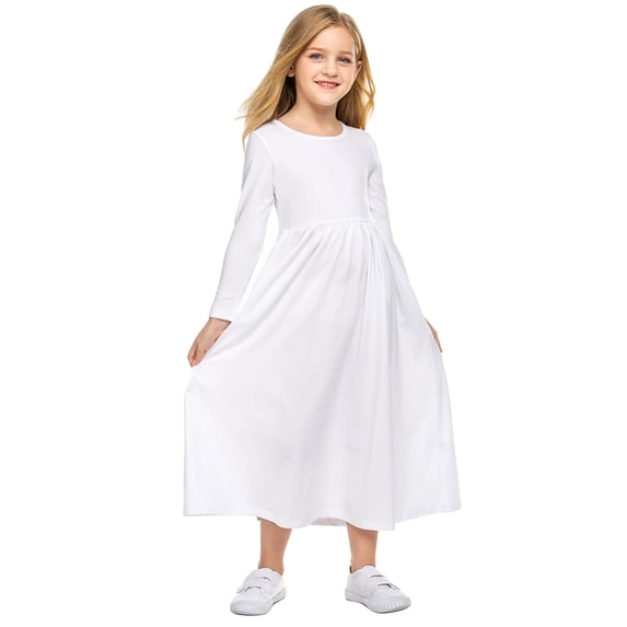 Arshiner Teen Girls Dresses Maxi Dress Long Sleeve Casual Dresses for Teen Girls Holiday Dress with Pockets for 5-13 Years
