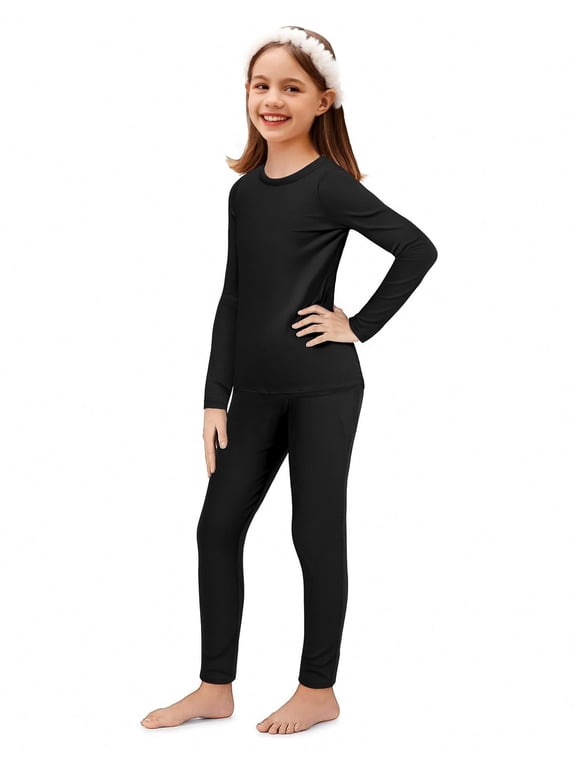 Thermal Underwear for Kids Long Johns Girls Base Layer Top and Bottom Set
