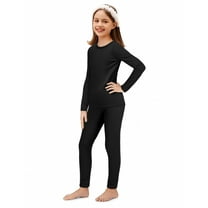 Arshiner Thermal Underwear for Kids Long Johns Girls Base Layer Top and Bottom Set Black 7-8 Years
