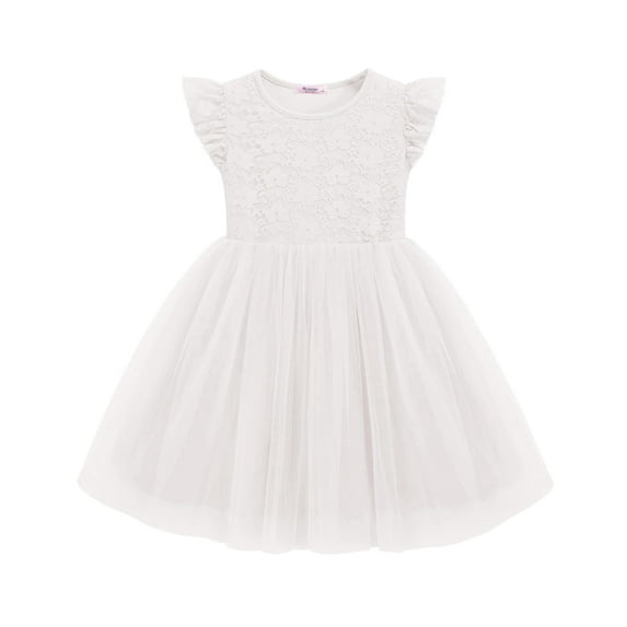 Arshiner Toddler Black Girl Dress Summer Flower Birthday Princess Party Formal Funeral Tutu Tulle Lace Flutter Sleeve Toddler Girls Dresses 4t