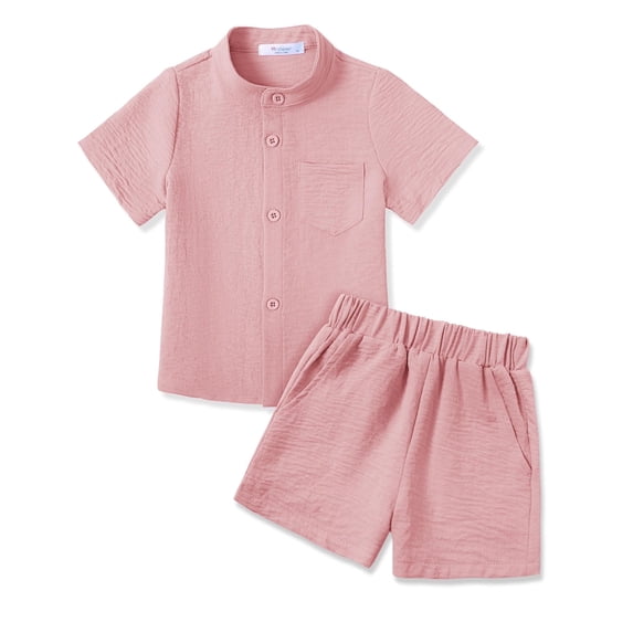 Arshiner Toddler Boy Clothes Summer Outfits Short Sleeve Button Down Shirt and Shorts Set with Pockets