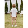 thumbnail image 1 of Arshiner Toddler Boy Clothes Summer Outfits Short Sleeve Button Down Shirt and Shorts Set with Pockets Light Blue 6-7 Years, 1 of 7
