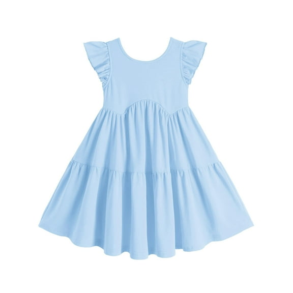 Arshiner Toddler Dress Girls Backless Tiered Summer Dresses Black Funeral Sundress with Pockets for 4-5 Years