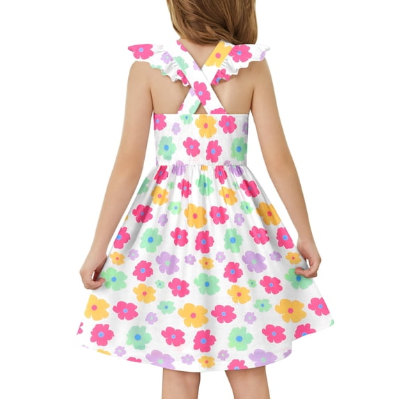 Arshiner Toddler Dress Girls Summer Ruffle Sleeve Backless Dresses Casual Sundress with Pockets