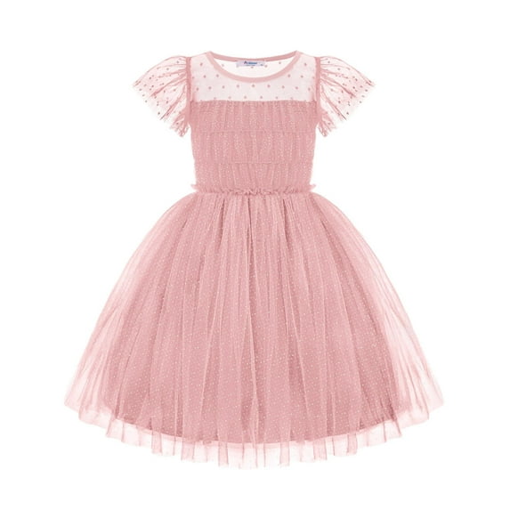 Arshiner Toddler Pink Dress Ruffle Sleeve Sliver Pot Tulle Princess Daddy Daughter Dance Vlaentines Day Dresses Size 6X
