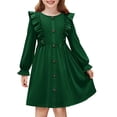 thumbnail image 1 of Arshiner Toddler Fall Winter Sweater Dress Ruffle Long Sleeve Ribbed Knit Button Down Casual Dresses with Pockets, 1 of 6