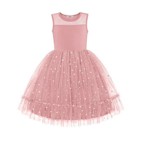 Arshiner Fancy Dress for Girls Wedding Party Tulle Casual Spring Birthday Sleeveless Toddler Sundress Star