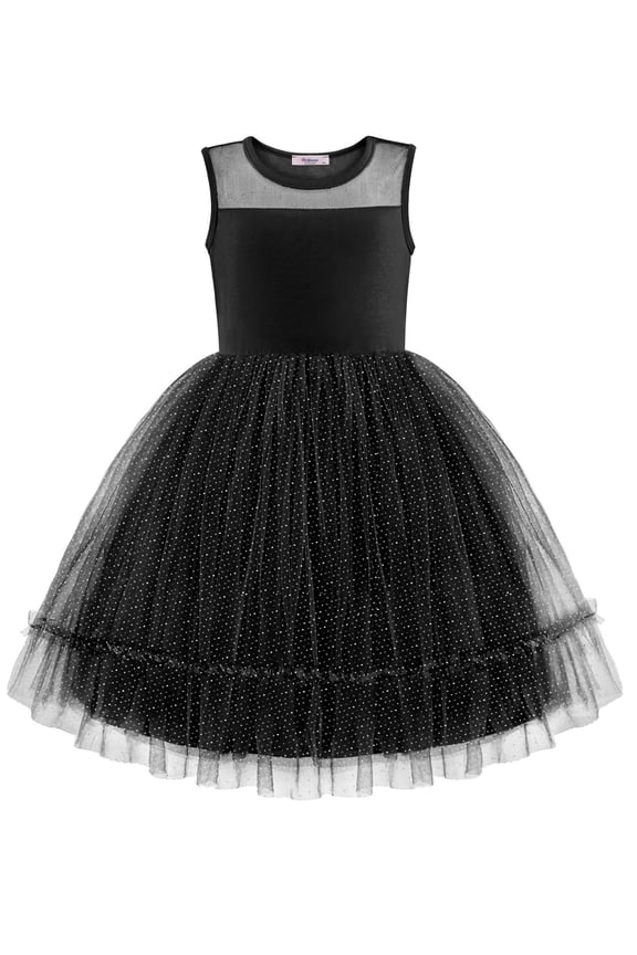 Toddler Girl Dresses Formal Special Occasion Glitter Funeral Graduation Tulle Sparkle Sundress
