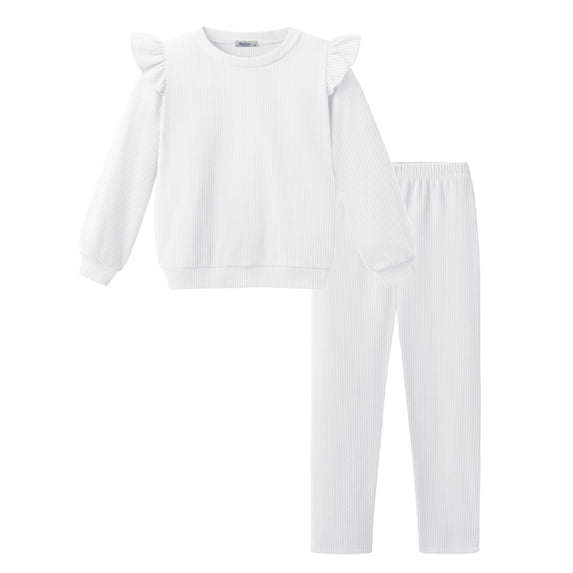 Arshiner Toddler Girls 2 Piece Fall Outfits Ruffle Trim Long Sleeve Pullover Sweatshirts and Pants