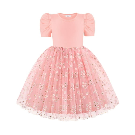 Arshiner Toddler Girls Party Dress Formal Church Short Sleeve Tutu Tulle Summer Girl Dresses Black 4t