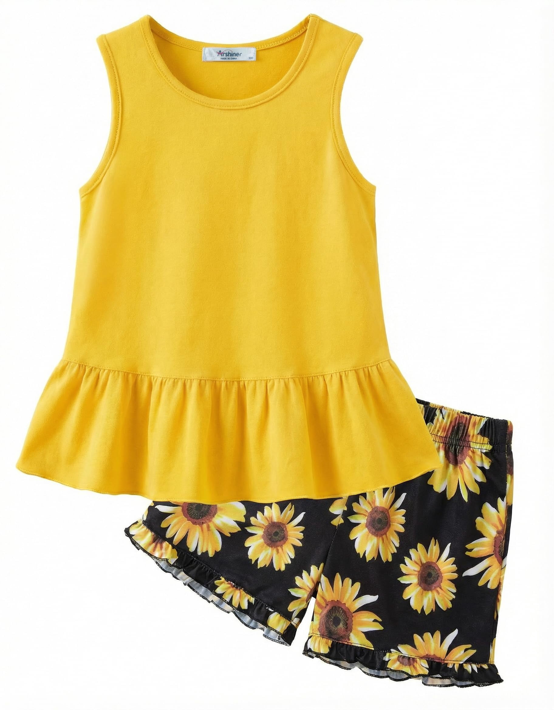 Arshiner Toddler Girls Summer Outfit Sleeveless Ruffle Top and Elastic ...