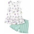 thumbnail image 1 of Arshiner Toddler Girls Summer Outfit Sleeveless Ruffle Top and Elastic Shorts Set Kids Short Set, 1 of 6