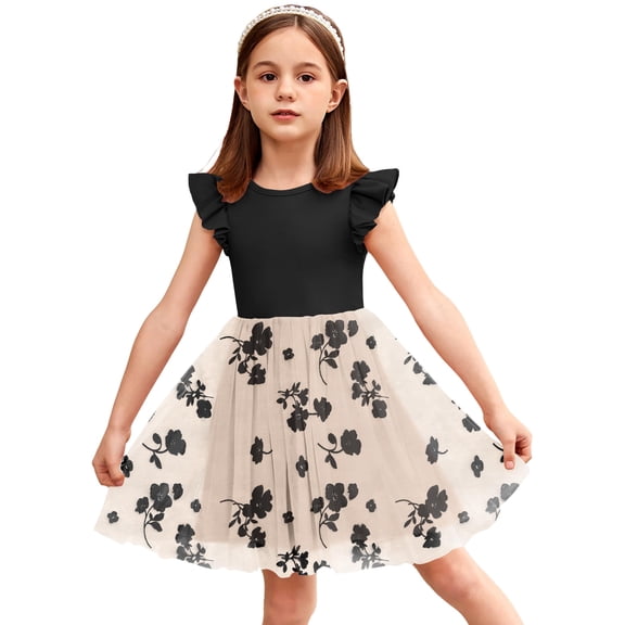 Arshiner Toddler Girls Summer Sundresses Crew Neck Tutu Gown Flower Girls Dresses for Party Wedding