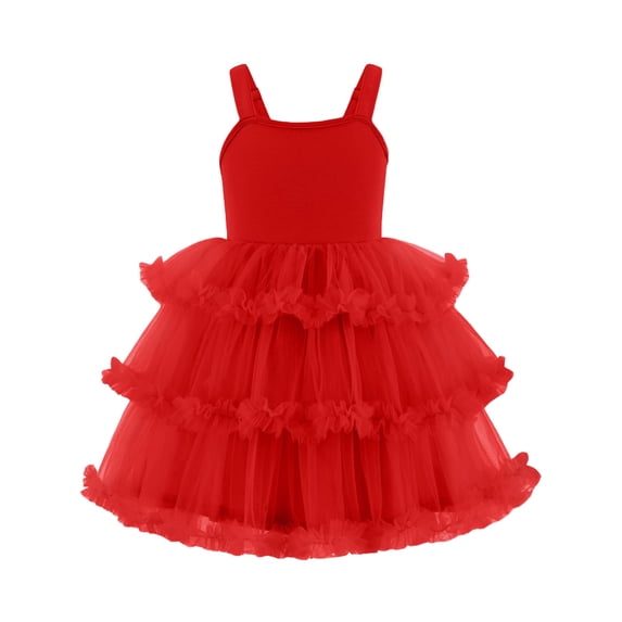 Arshiner Toddler Girls Tulle Dress Tiered Ruffle Fluffy Spaghetti Straps Tutu Dresses Summer Clothes