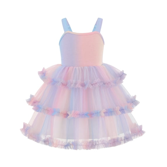 Arshiner Toddler Girls Tulle Dress Tiered Ruffle Fluffy Spaghetti Straps Tutu Dresses Summer Clothes