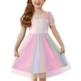 thumbnail image 1 of Arshiner Toddler Girls Tulle Summer Puff Sleeve Baby Girls Tutu Princess Party Casual Dress 5-6 Year, 1 of 3