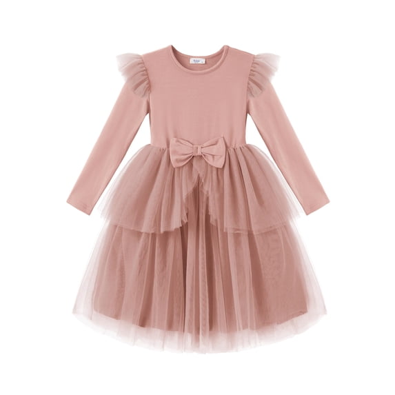Arshiner Toddler Girls Tutu Dress Princess Tiered Tulle Long Sleeve Bowknot Birthday Party Dresses