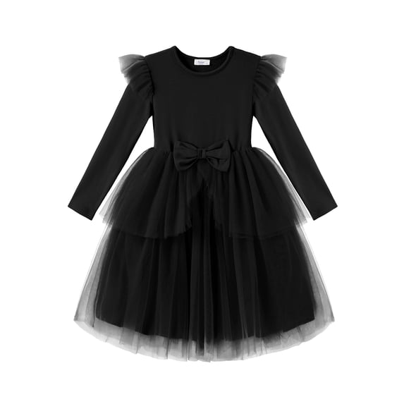 Arshiner Toddler Girls Tutu Dress Princess Tiered Tulle Long Sleeve Bowknot Birthday Party Dresses