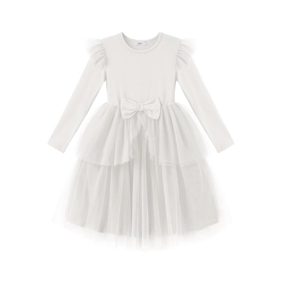 Arshiner Toddler Girls Tutu Dress Princess Tiered Tulle Long Sleeve Bowknot Birthday Party Dresses