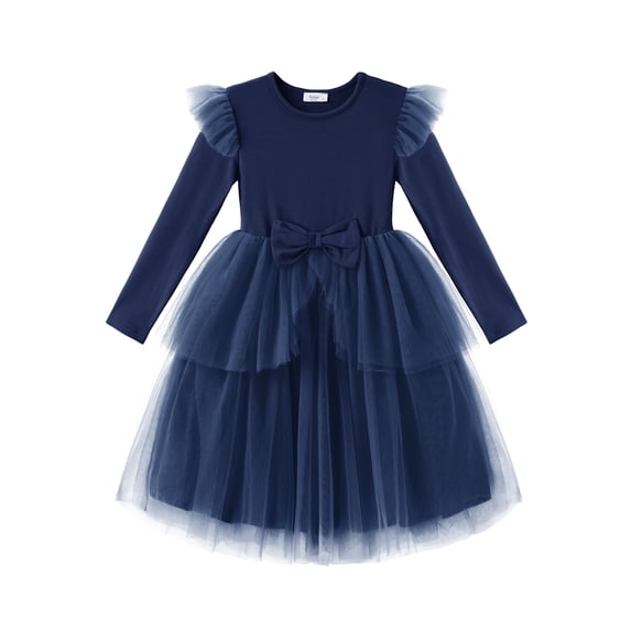 Arshiner Toddler Girls Tutu Dress Princess Tiered Tulle Long Sleeve Bowknot Birthday Party Dresses