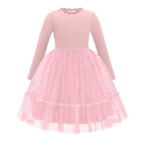 Arshiner Toddler Girls Tutu Tulle Dress Fall Winter Long Sleeve Party Dresses | Star Sequin Birthday Princess Formal Fancy Princess Dress