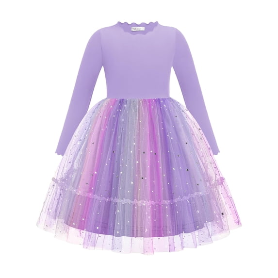 Arshiner Toddler Girls Tutu Tulle Dress Fall Winter Long Sleeve Party Dresses | Star Sequin Birthday Princess Formal Fancy Princess Dress