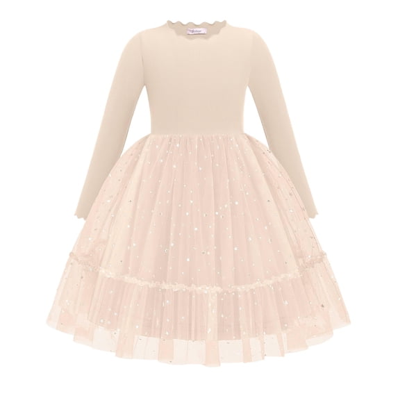 Arshiner Toddler Girls Tutu Tulle Dress Fall Winter Long Sleeve Party Dresses | Star Sequin Birthday Princess Formal Fancy Princess Dress