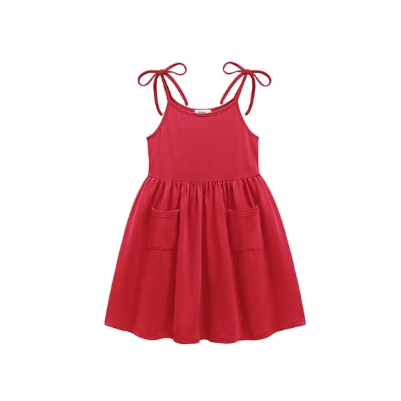 Arshiner Toddler Summer Dress Little Girls Sleeveless Bowknot Sundress Casual Beach Party Dresses with Pocket