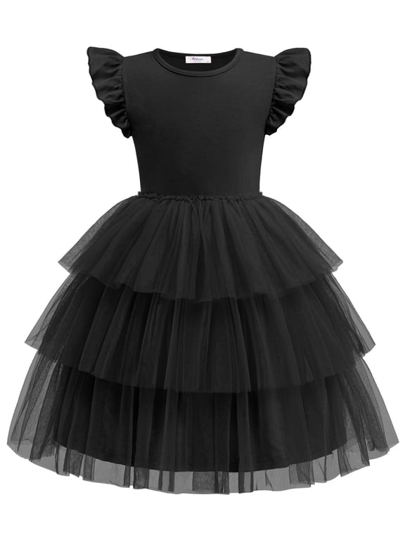 Toddler Tutu Dress Girls Fluffy Summer Dresses Casual Black Funeral Tulle Dress