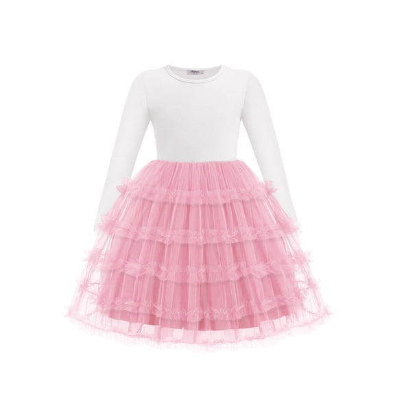 Arshiner Toddler Tutu Dress Girls Long Sleeve Fall Winter Ruffle Tiered Holiday Party Tulle Dresses