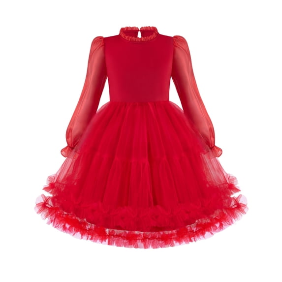 Arshiner Toddler Tutu Dress Girls Puff Long Sleeve Fall Winter Formal Party Tulle Dresses