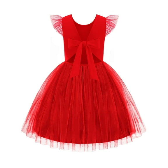Arshiner Tutu Dress for Girls Cotton Backless Tulle Summer Flower Girl Dresses Red Size 6