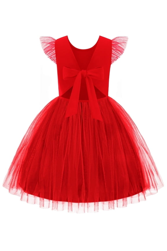 Tulle Dress for Girls Black Tie Back Summer Formal Tutu Kids Prom Dresses 6Y