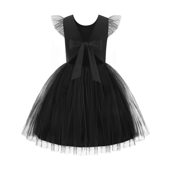 Arshiner Tulle Dress for Girls Black Tie Back Summer Formal Tutu Kids Prom Dresses 6Y
