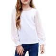 thumbnail image 1 of Arshiner Girls Fashion Shirts With Ruffle Cuffs, Polka Dot White Sweatshirt, Spring Outfits for Autumn Winter, Long Sleeve Tops Size 10-12, 1 of 8