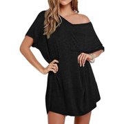 Arshiner Womens Tshirt Nightgown Cotton V Neck Sleepshirts Comfy Casual Nightshirt for Women