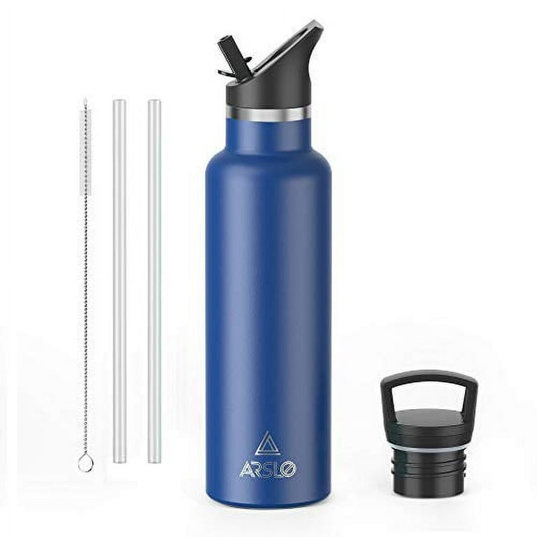 Arslo Stainless Steel Double Wall Water Bottles, Vacuum Insulated Bottle  With Straw Lid, Insulated Water Bottle Keeps Water Cold for 24 Hours, Hot  for
