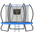 thumbnail image 1 of Arspjes 10FT Trampoline for Kids,Outdoor Round Trampoline with Basketball Hoop and Safety Enclosure Net & Ladder,Easy Assembly,Blue, 1 of 8
