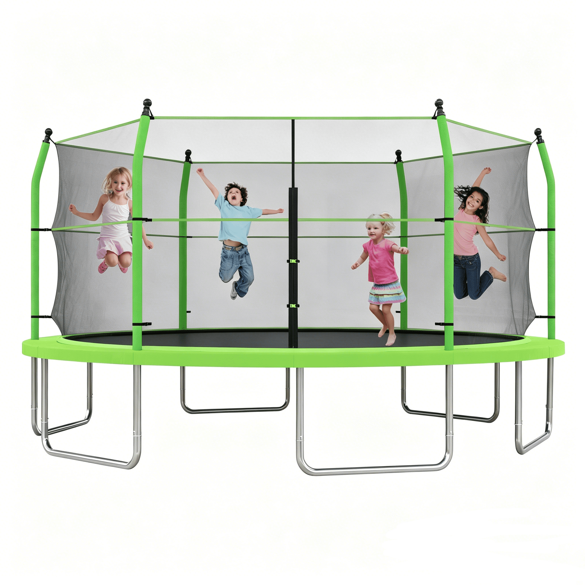 Arspjes 16ft Trampoline for Kids and Adults,Heavy Duty Outdoor Trampoline with Enclosure Net and Ladder,Upgraded Kids Recreational Trampoline for Family,Green
