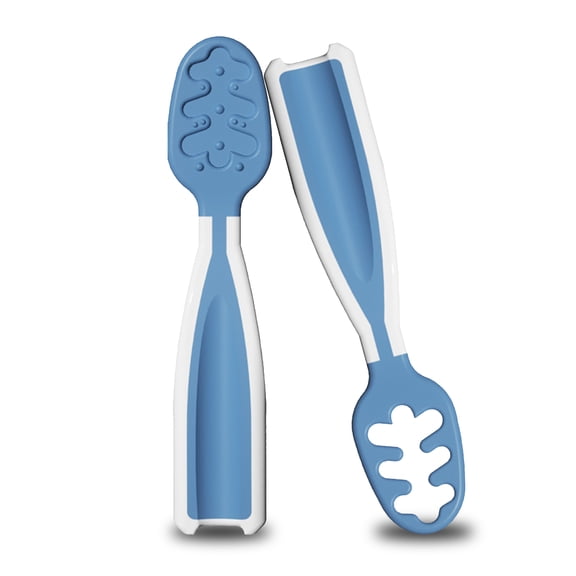 Arsvita Baby Spoons Set, 2 Pack Silicone Self-Feeding Utensils, First Stage Pre-Spoon Baby Led Weaning Spoons, BPA-Free Toddler Feeding Spoons for 6+ Months Infants, Blue