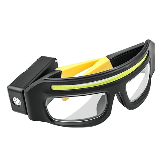Arsvita Yellow Rechargeable LED Headlight Glasses, USB-C Charging Motion Sensor Touch Control Head Lamp, 5 Modes Hands Free Light for Running Cycling Camping Fishing Hiking