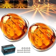 Arsvita 2Pcs Amber Watermelon LED Marker Lights, IP67 Waterproof Dual Strobe Constant Roof Side Lamp 12V-24V for Truck Trailer RV Bus Van
