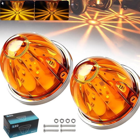 Arsvita 2Pcs Amber Watermelon LED Marker Lights, IP67 Waterproof Dual Strobe Constant Roof Side Lamp 12V-24V for Truck Trailer RV Bus Van
