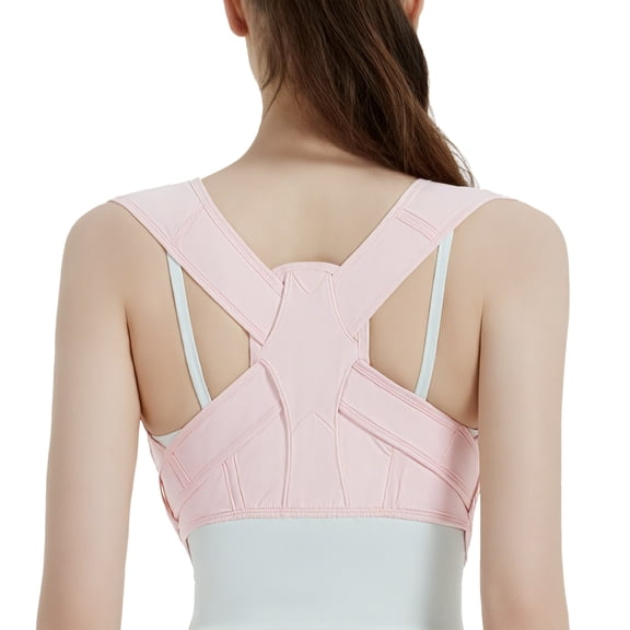 Arsvita Posture Corrector for Women and Men: Adjustable Brace Straps for Upper Back Pain Relief and Shoulder Support (Pink, S/M)