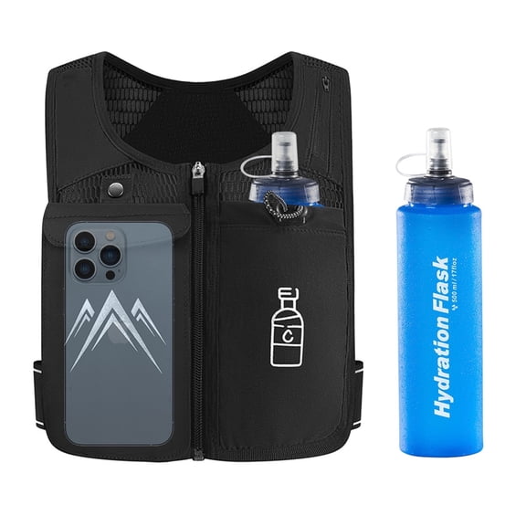 Arsvita Neoprene Adjustable Strap Weighted Running Vest, Hydration Storage Reflective Workout Vest for Men Women Outdoor Sports, Black