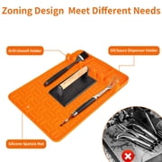 Arsvita Silicone Griddle Tool Mat for Grill, Silicone Mat Spatula Mat with Drip Pad, Griddle Accessories （Orange）
