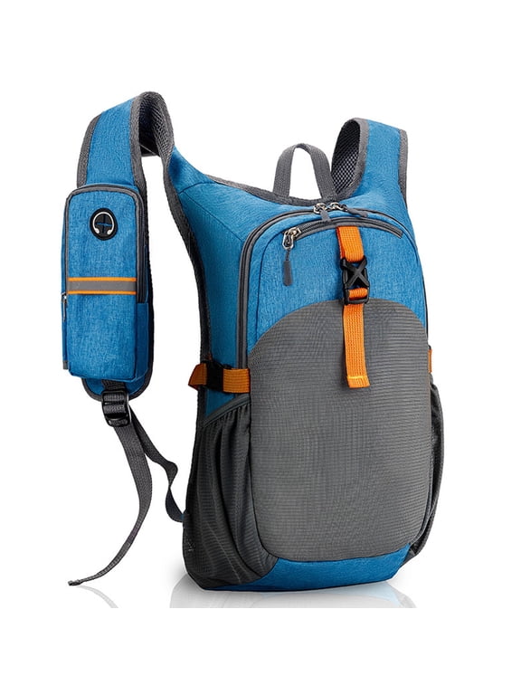 Turquoise 15L Foldable Ultralight Hiking Daypack, Adjustable Chest Belt Survival Whistle Backpack, Multi-Pocket Outdoor Travel Pack for Camping Cycling Running