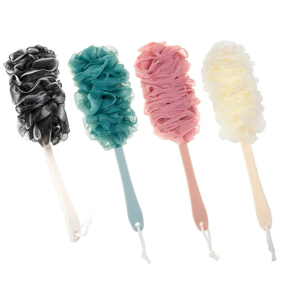 Arswin Back Scrubber for Shower,Loofah Long Handle Bath Body Brush,Loofah On a Stick for Men Women Family,Exfoliating Luffa for Elderly (4Pack-Four Color)