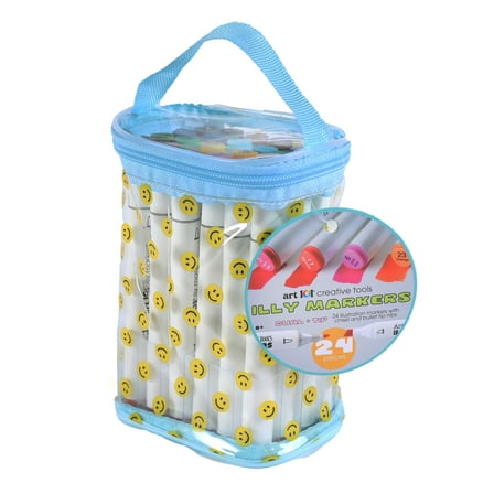 Art 101 Illy Markers with Carry Pouch, 24 Markers, Valentines Day Craft for Kids