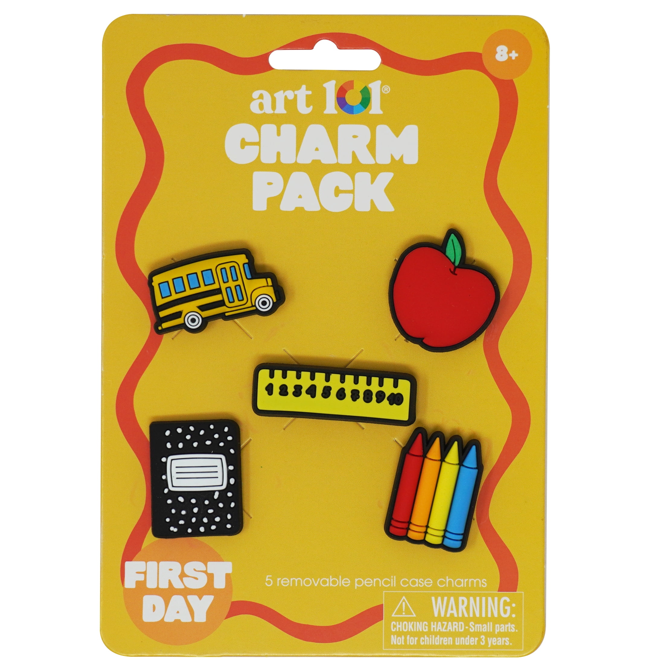 Art 101 School Themed Charms-Pencil Case Accessory, Back to School, 5-Pack